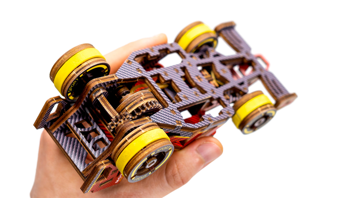 3D Houten Puzzel Raceauto 'Bolid' - DIY Wood Puzzles Color
