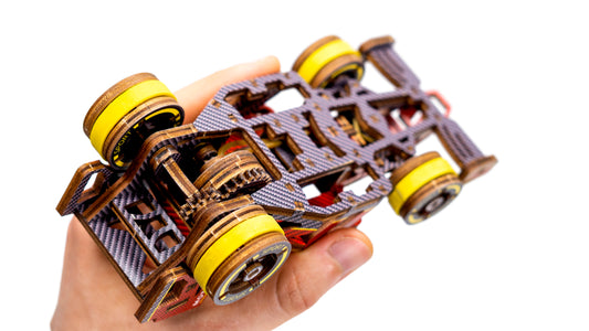 3D Houten Puzzel Raceauto 'Bolid' - DIY Wood Puzzles Color