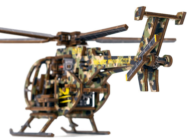3D Houten Puzzel Helikopter LE - DIY Wood Color Collection