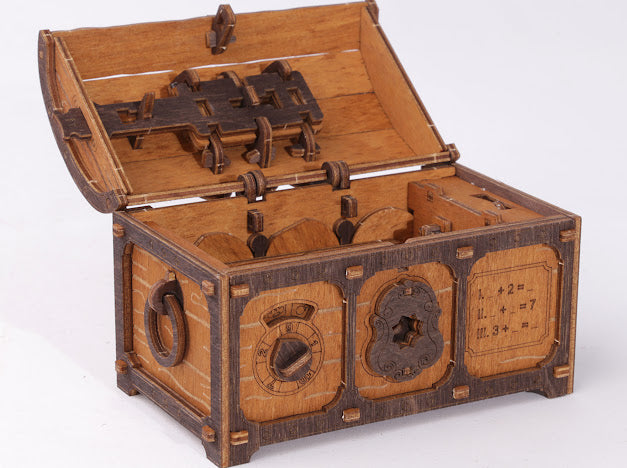 3D Houten Puzzel Escape Room Treasure Chest - DIY Wood Build