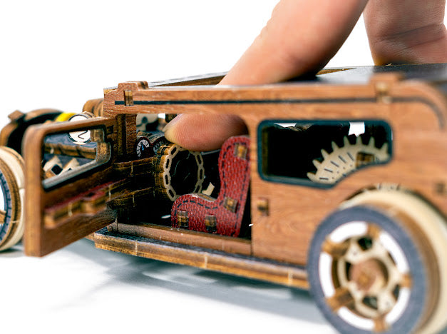 3D Houten Puzzel Auto Hot Rod - DIY Wood Puzzles Color