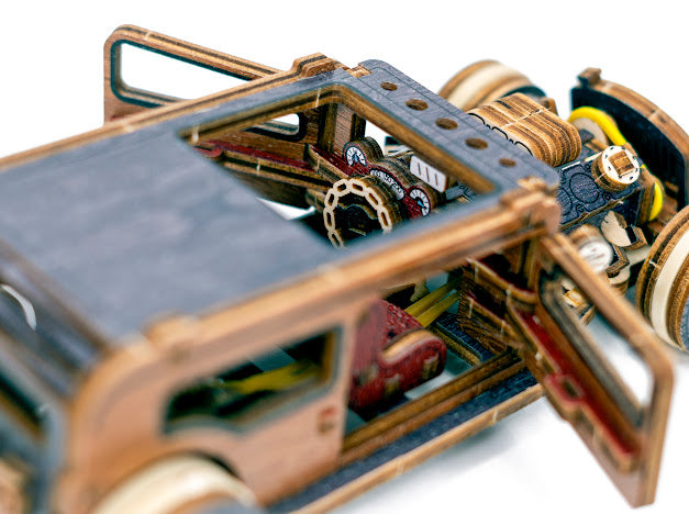 3D Houten Puzzel Auto Hot Rod - DIY Wood Puzzles Color