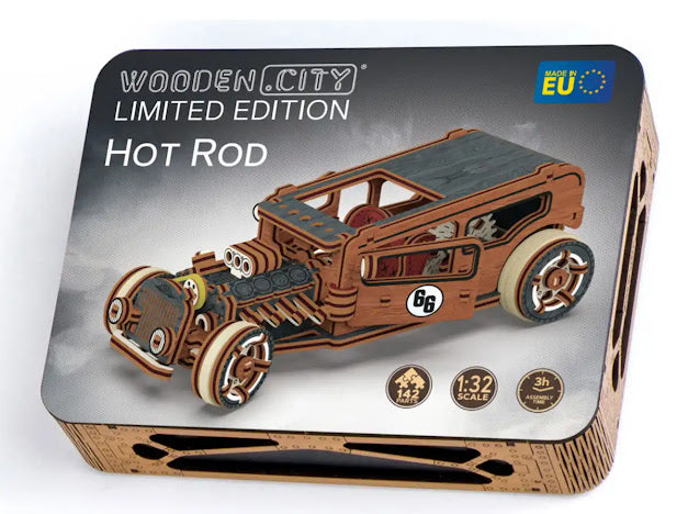 3D Houten Puzzel Auto Hot Rod - DIY Wood Puzzles Color