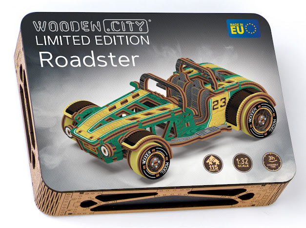 3D Houten Puzzel Auto Roadster - DIY Wood Puzzles Color
