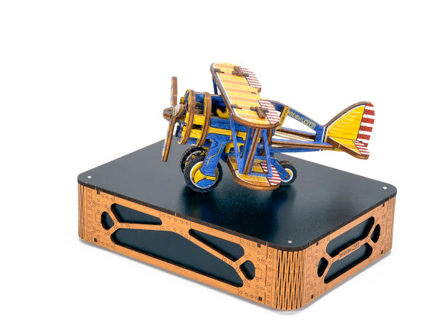 3D Houten Puzzel Vliegtuig Bi Plane - DIY Wood Puzzles Color