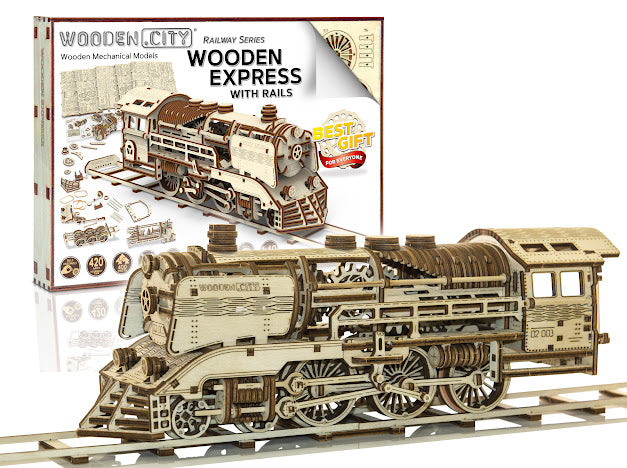 3D Houten Puzzel Locomotief & Spoor 1:40 - DIY Build