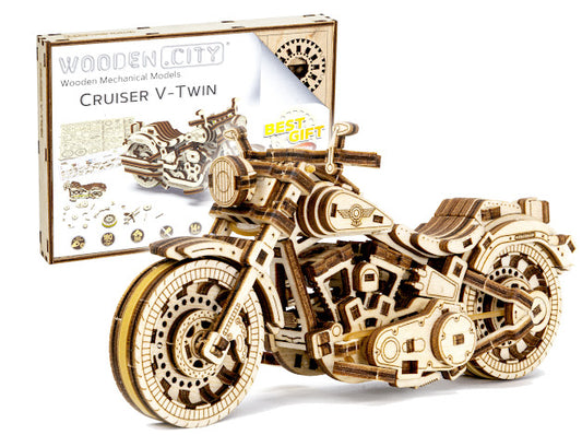 3D Houten Puzzel Motor Cruiser V-Twin - DIY Wood Puzzles