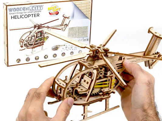 3D Houten Puzzel Helicopter - DIY Wood Color Collection