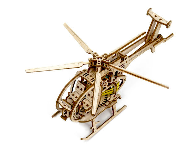 3D Houten Puzzel Helicopter - DIY Wood Color Collection