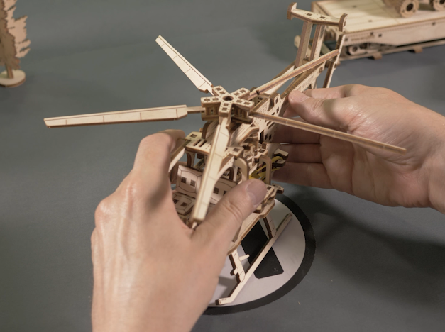 3D Houten Puzzel Helicopter - DIY Wood Color Collection