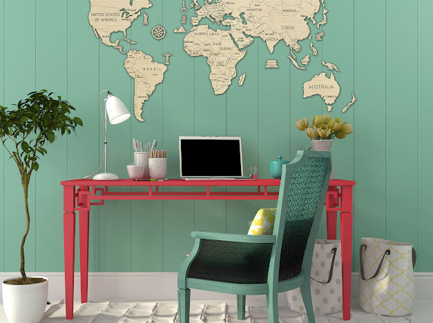 3D Houten Puzzel World Map XL Muur Decoratie - DIY Wood