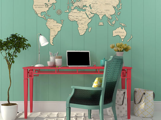 3D Houten Puzzel World Map XL Muur Decoratie - DIY Wood