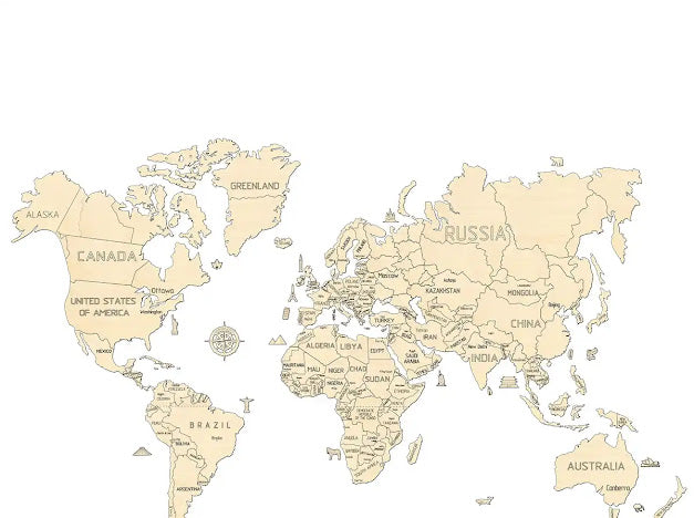 3D Houten Puzzel World Map XL Muur Decoratie - DIY Wood