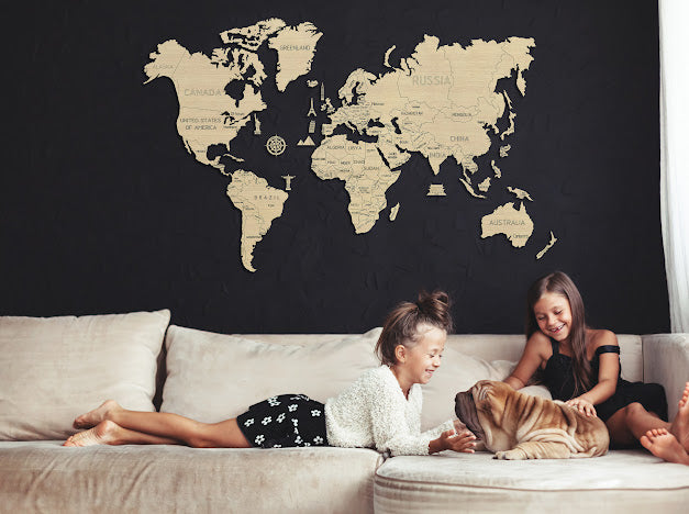 3D Houten Puzzel World Map XXL Muur Decoratie - DIY Wood