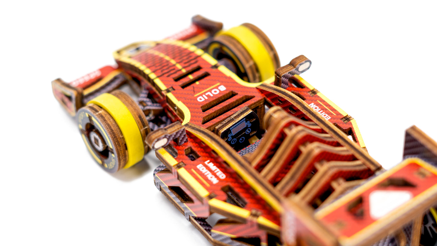 3D Houten Puzzel Raceauto 'Bolid' - DIY Wood Puzzles Color