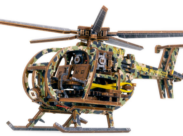 3D Houten Puzzel Helikopter LE - DIY Wood Color Collection