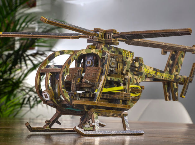 3D Houten Puzzel Helikopter LE - DIY Wood Color Collection