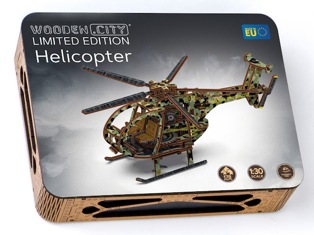 3D Houten Puzzel Helikopter LE - DIY Wood Color Collection