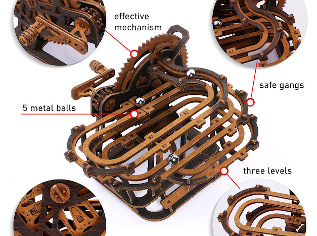 3D Houten Puzzel Mini Marble Run - DIY Wood Knikkerbaan