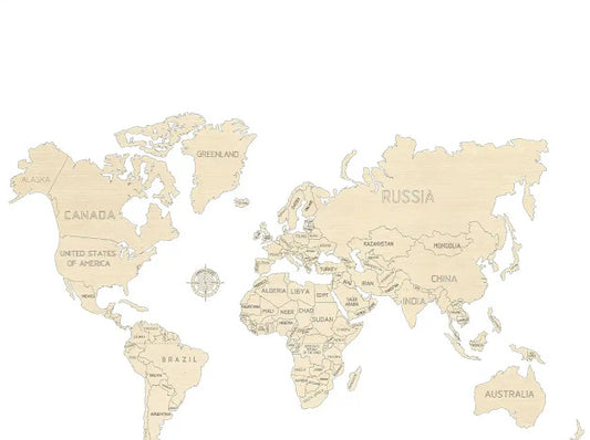 3D Houten Puzzel Wereld Kaart L Muur Decoratie - DIY Build