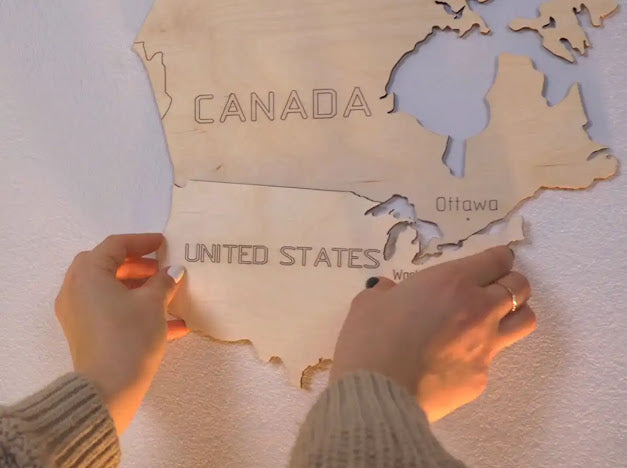 3D Houten Puzzel Wereld Kaart L Muur Decoratie - DIY Build