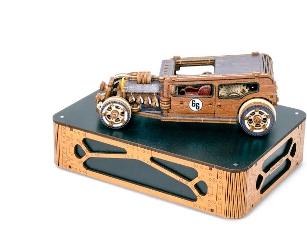 3D Houten Puzzel Auto Hot Rod - DIY Wood Puzzles Color