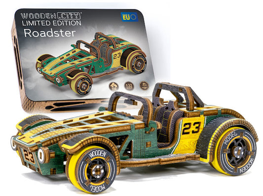 3D Houten Puzzel Auto Roadster - DIY Wood Puzzles Color