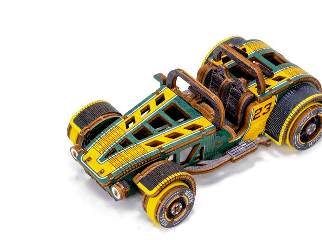 3D Houten Puzzel Auto Roadster - DIY Wood Puzzles Color