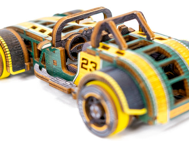 3D Houten Puzzel Auto Roadster - DIY Wood Puzzles Color