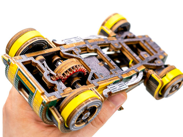 3D Houten Puzzel Auto Roadster - DIY Wood Puzzles Color