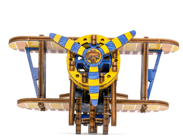 3D Houten Puzzel Vliegtuig Bi Plane - DIY Wood Puzzles Color