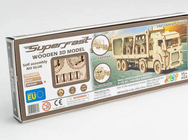 3D Houten Puzzel Car Carrier Truck - DIY Wood Puzzles
