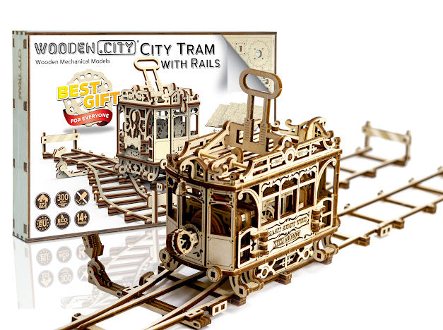 3D Houten Puzzel City Tram + Rails 1:30 - DIY Wood Build