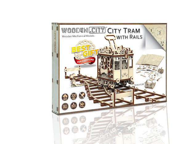 3D Houten Puzzel City Tram + Rails 1:30 - DIY Wood Build