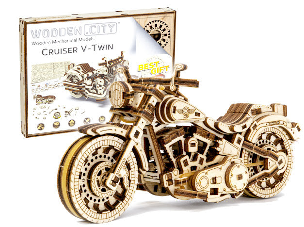 3D Houten Puzzel Motor Cruiser V-Twin - DIY Wood Puzzles