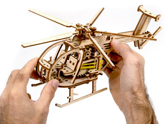 3D Houten Puzzel Helicopter - DIY Wood Color Collection