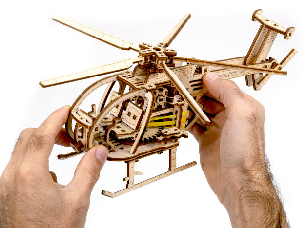 3D Houten Puzzel Helicopter - DIY Wood Color Collection