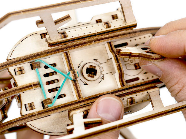 3D Houten Puzzel Helicopter - DIY Wood Color Collection