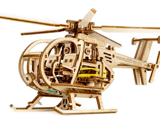 3D Houten Puzzel Helicopter - DIY Wood Color Collection
