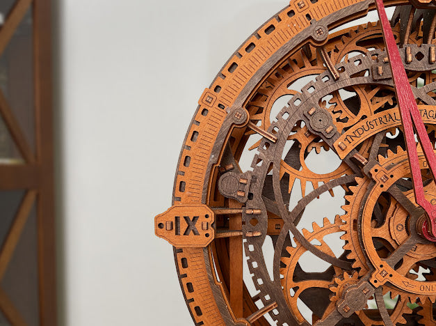 3D Houten Puzzel Industrial Vintage Wall Clock - DIY Wood